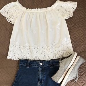 Hollister White Eyelet Off the Shoulder Top XS